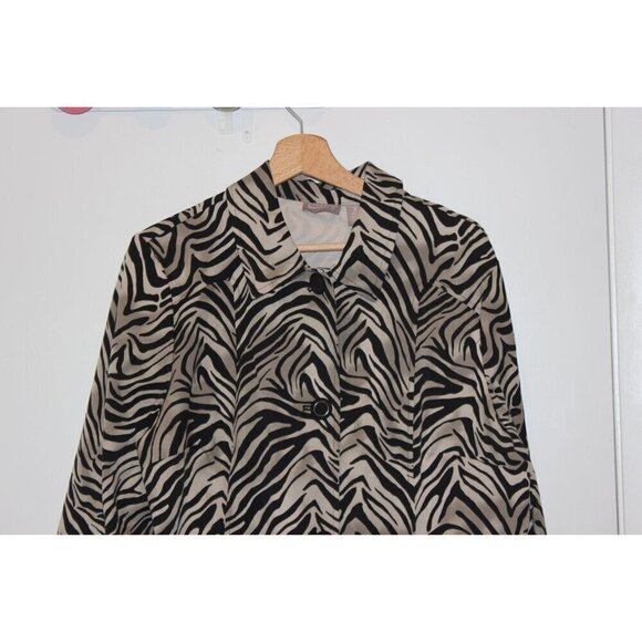 Chicos Zebra Print Button-Up Jacket Size 3x Womens Animal Print Blazer - Picture 2 of 8